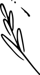 Poster - Plant branch is being shown as simple sketch with oval leaves, dots and arc, transparent background