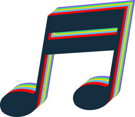 Poster - Stylized eighth note icon is being shown on transparent background, with rainbow stripe outline