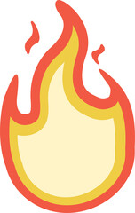 Poster - Flame icon is showing flat design with cream core, yellow and red layers on transparent background