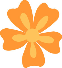 Poster - Stylized orange flower is floating in minimal flat design, two-tone petals, transparent background