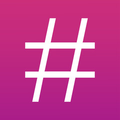 Poster - White hashtag symbol is floating in flat style on transparent background resembling grid shape