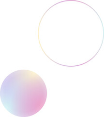 Poster - Abstract pastel circle and gradient ring are floating on transparent background in flat design