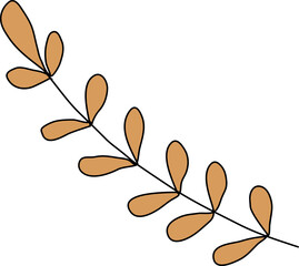 Poster - featuring slender black stem rising diagonally with tan teardrop leaves, transparent background