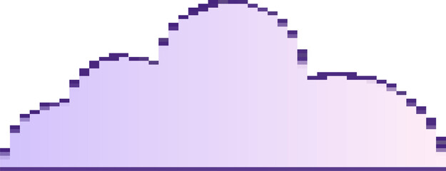 Poster - Cloud is floating in flat style, lavender to pink gradient, pixel edges, transparent background