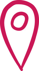 Poster - Stylized vector location marker floating on transparent background with deep pink teardrop shape