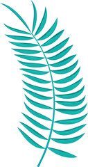 Poster - Teal botanical frond is being shown in flat design with rachis and leaflets, transparent background