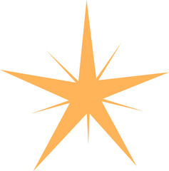 Poster - stylized eight-pointed star emblem being presented on transparent background in flat orange style