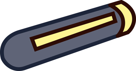 Poster - Stylized LED tube light is glowing in cartoon design with yellow interior, transparent background