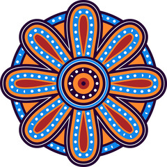 Poster - Flat design mandala is being shown with transparent background, dotted rings and teardrop petals