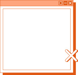Poster - Flat design window is showing orange border, controls and big close X, transparent background