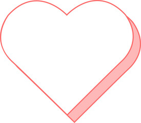 Poster - Flat vector white heart featuring pink outline and drop shadow on transparent background