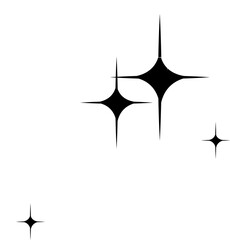 Poster - Displaying flat vector stars and sparkle shapes in black and white over transparent background