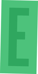 Poster - Block-style letter E is being shown in flat design inside green rectangle on transparent background