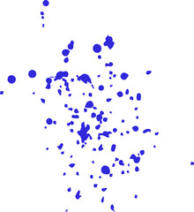 Poster - Abstract flat design is showing blue shapes and dots like confetti on transparent background