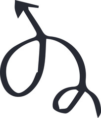 Poster - Abstract looping arrow is showing in flat design, with hand-drawn curve on transparent background