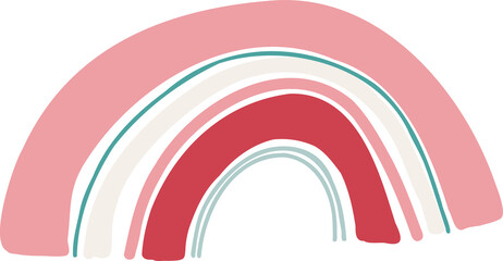 Poster - Stylized hand-drawn rainbow is showing five colored arcs in flat vector with transparent background