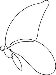 Poster - Abstract continuous-line art is being shown on transparent background evoking sleek butterfly wings