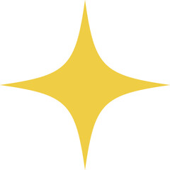 Poster - Yellow sparkle icon is glowing in flat design showing four-pointed star with transparent background