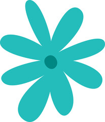 Poster - Flat design is showcasing flower-like emblem with nine teal petals on transparent background