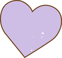 Poster - Flat lavender heart is floating on transparent background with brown border and white highlights