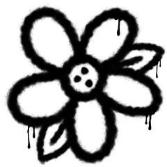 Poster - Flower silhouette showing spray-painted look on transparent background, featuring paint drips
