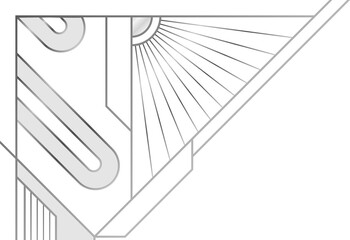 Poster - Flat design triangle corner is showing sunburst rays and black bars on transparent background