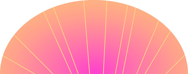 Poster - flat design half-circle is showing gold radial lines on orange-pink gradient with transparent bg