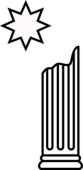Poster - Featuring white eight-pointed star and fluted column segment in flat design on transparent backdrop