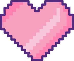 Poster - Pixel art heart is floating on transparent background and is displaying retro 8-bit gradient design