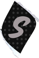 Poster - Flat design emblem is showing tilted polka dot panel with curved grey S on transparent background