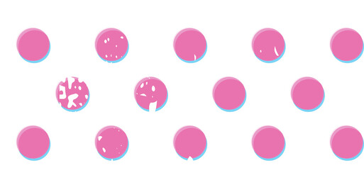 Poster - Magenta circles with cyan shadows are repeating on transparent canvas, adding white splotches