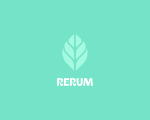 Fototapete - Abstract leaf minimalistic logo. Park garden vector icon. Creative yoga Zen wellness vector sign