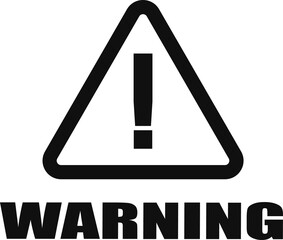 Fototapete - Floating Flat-design warning icon clear backdrop black triangle exclamation mark bold WARNING text