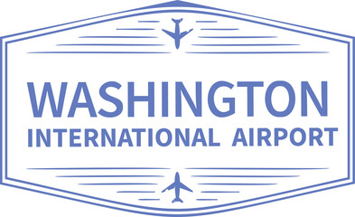 Poster - Displaying flat badge with hexagon border Washington Intl Airport text jets on clear background