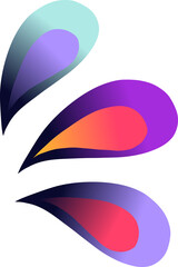 Poster - Trio of colorful gradient teardrop shapes are floating diagonally on transparent background