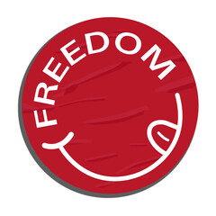 Aufkleber - Red badge icon is showing vector with white FREEDOM arc and smiling swoosh, transparent background