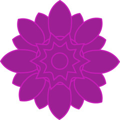 Poster - Showing flat geometric mandala design radiating purple teardrop petals on transparent background