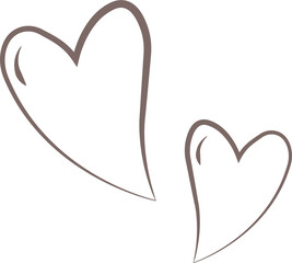 Poster - Two hand-drawn heart outlines are floating on transparent background, showing brown pencil strokes