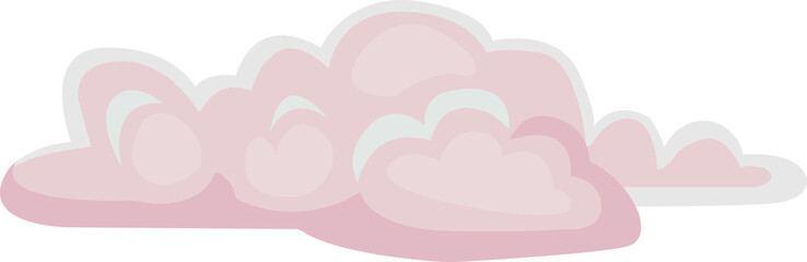 Poster - Pink cartoon clouds are floating on transparent background, showing layered puffs, gradient shading