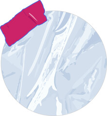 Poster - Flat design blue white marble circle is floating on transparent background, with pink tape