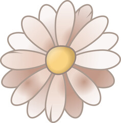 Poster - Daisy-like cartoon flower is being shown with pink petals and yellow center, transparent background