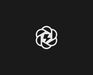 Fototapete - Abstract lightning logo. Creative flower shutter icon. Charge flash logotype. Creative thunder vector sign.