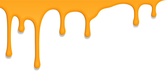 Poster - Stylized illustration showing bright orange liquid dripping from top edge on transparent background