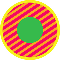 Poster - Colorful concentric circle graphic is floating on transparent background in flat design, copy space