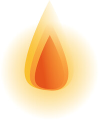 Poster - Displaying abstract flame icon with overlapping orange and yellow teardrops on transparent layer