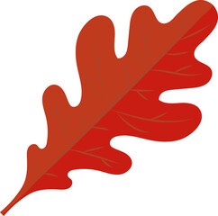 Poster - Vector-style red oak leaf is floating with lobes and veins on transparent background