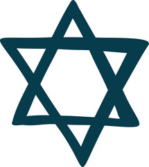 Poster - forming 6-pointed star in flat design using overlapping triangles teal lines transparent background