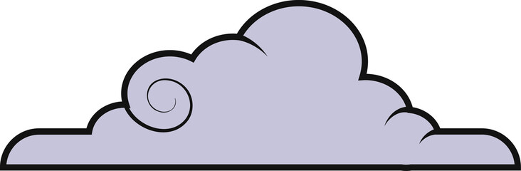 Poster - Flat design cloud shape is floating with lavender fill and swirl detail, transparent background