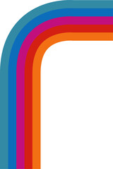 Poster - abstract flat art showing five stripes making right-angle arc on transparent background, copy space