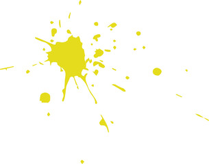 Poster - Showing yellow paint splatter radiating drips and droplets in flat style, transparent background
